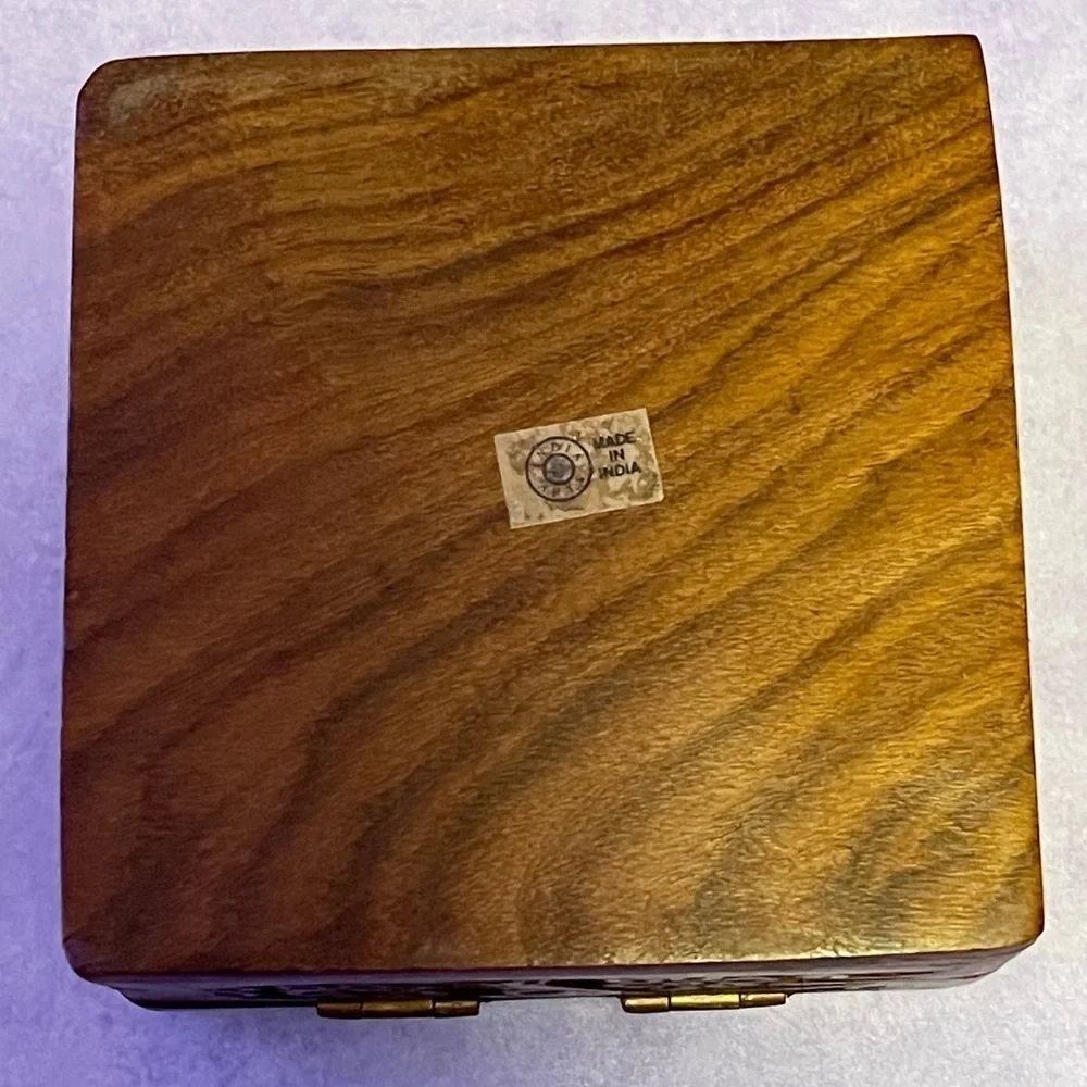 Wooden Floral Carved Box Cottagecore